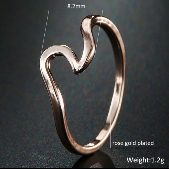 Wave Ring Bohemian Copper Metal Rose Gold - Picture 3 of 4